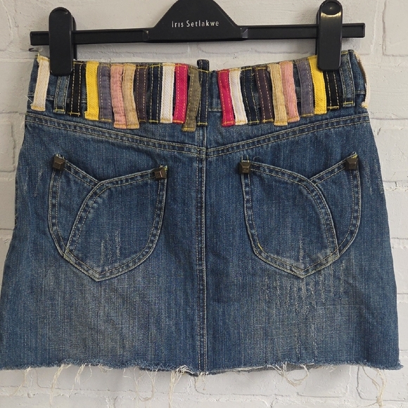 DSQUARED2 Denim Mini Skirt with Colorful Loops - Picture 4 of 10